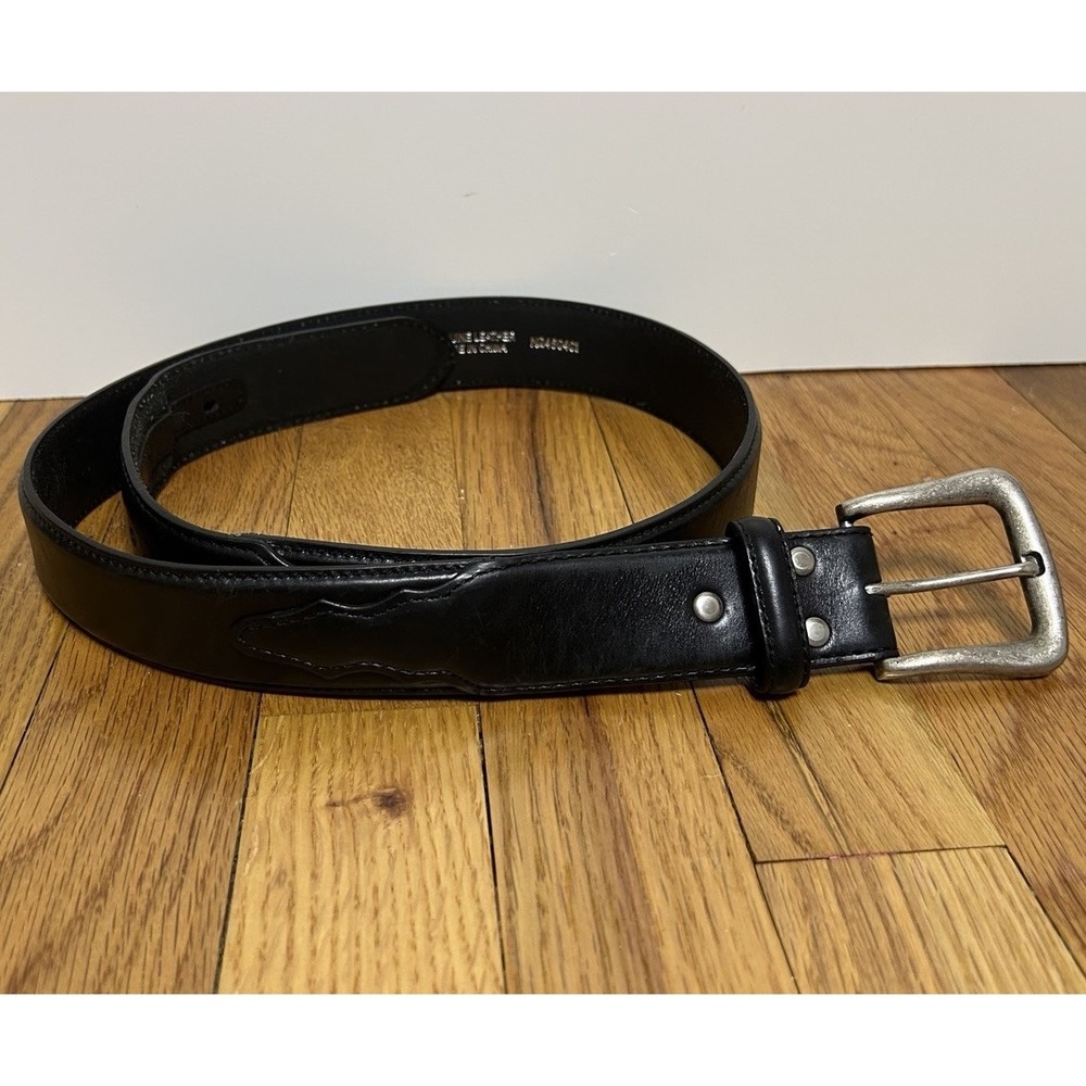 Black Genuine Leather Nocona 38" Belt Silver Buckle Men's